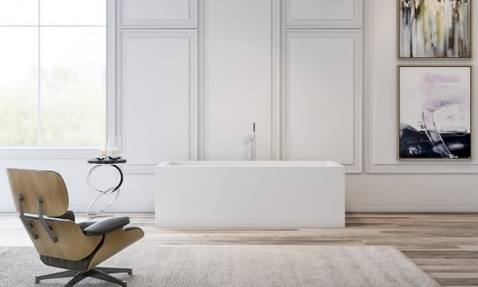 FREDENSBORG BADEKAR | Copenhagen bath frittstående firkantet matt hvit badekar