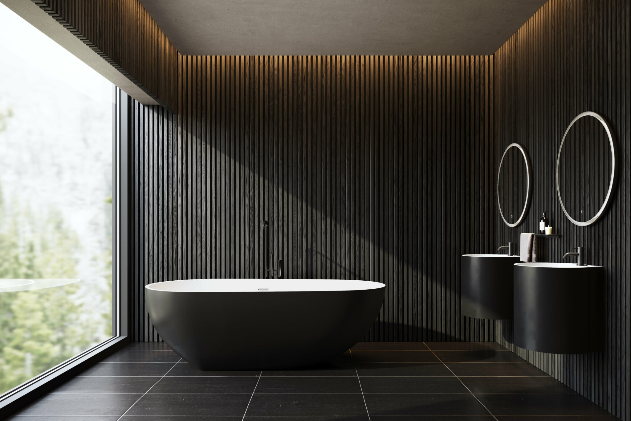 Copenhagen bath moderne japandi design for moderne bad med dansk stil. Her med sort badekar