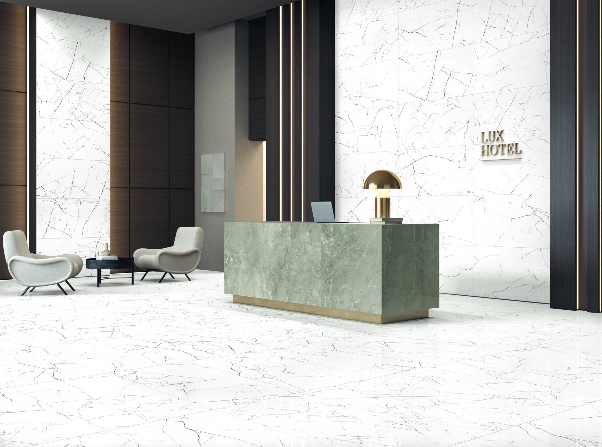 Reverse gulvflis og grey marble marmor fliser på respesjon