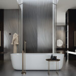 Luce silver, pearl og grey på bad med frittstående badekar