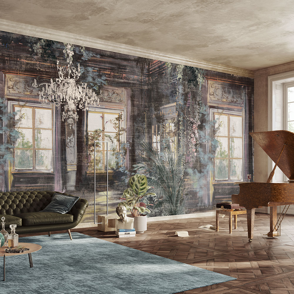 Tapet på hele veggen i stuen fra Inkiostro Bianco